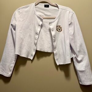 Hype and Vice - Marquette White Crop Cardigan - Large
